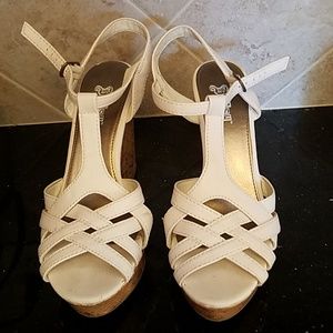 White wedge heels